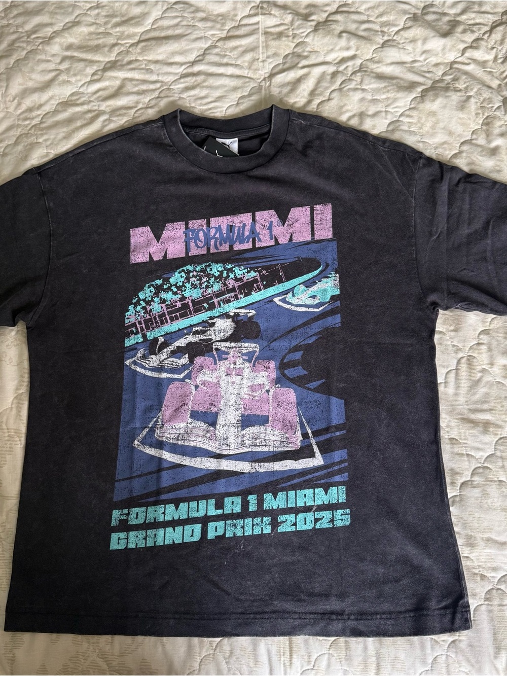 PUMA F1 Miami Graphic Crew Neck Short Sleeve T-Shirt Mens Black Size Large New
